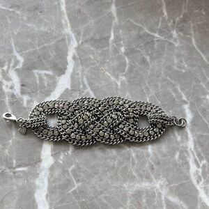 Woven Chain Statement Bracelet in Silver